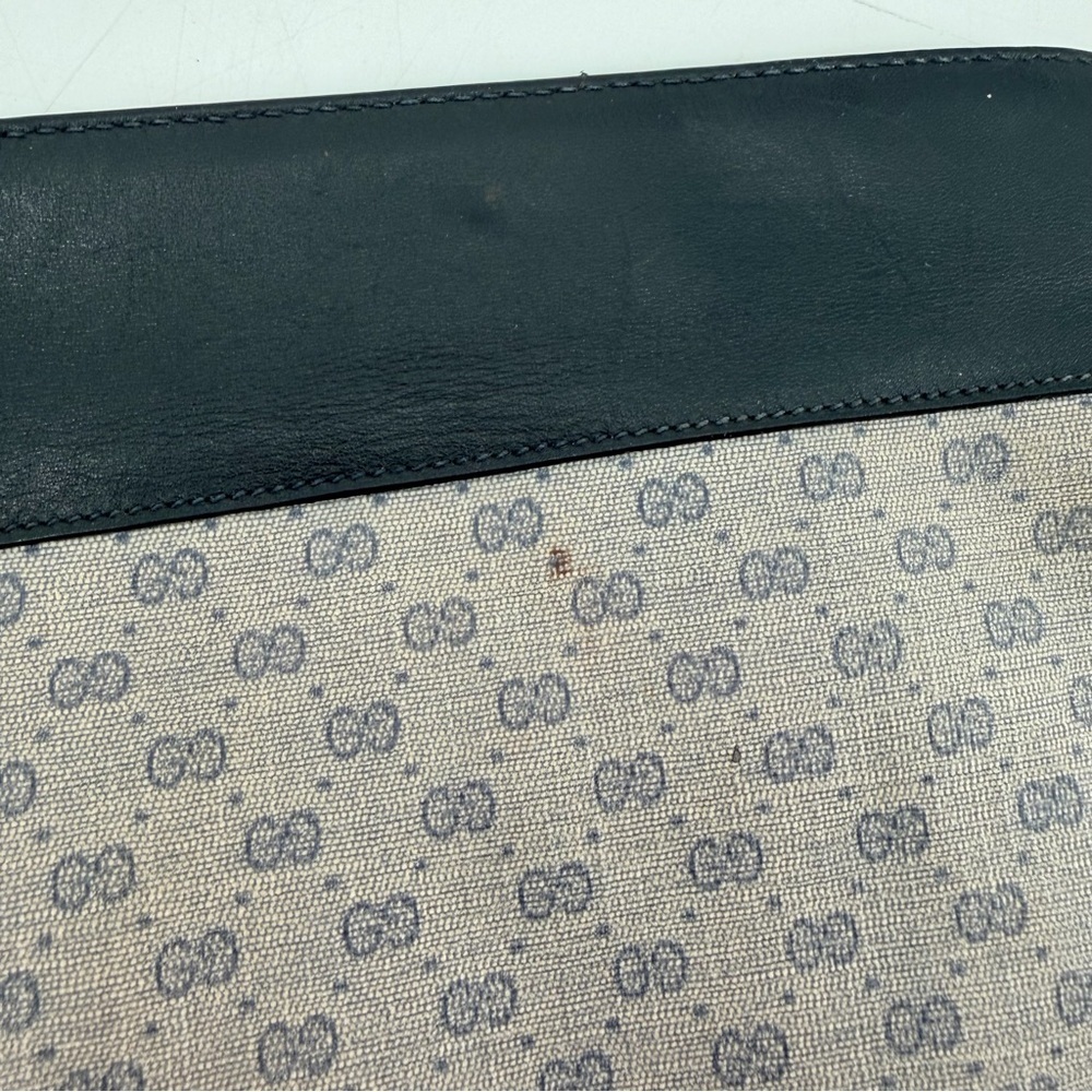 Vintage Gucci Blue Micro Logo GG Clutch Purse Bag FLAWS - Picture 8 of 14